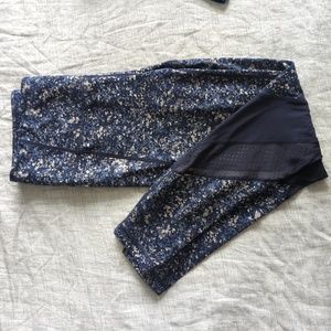 Athleta printed leggings with mesh detail